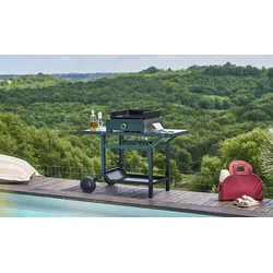 Modern 45 Gas Plancha mit Rolltisch Schwarz
