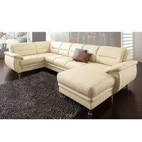 Wohnlandschaft SIT & MORE "Mailand U-Form, B: 312 cm", weiß (altweiß), B:312cm H:85cm T:179cm, NaturLEDER (echtes Rindleder)/Korpus passendes Kunstleder Softlux;Luxus-Microfaser Altara Nubuck (100% Polyester);Kunstleder Softlux;Luxus-Kunstleder, Sofas, Wohnlandschaft, optional Bettfunktion, Topseller
