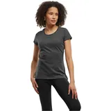 Build Your Brand Damen Basic Tee – Figurbetontes Baumwoll T-Shirt mit Rundhalsausschnitt & kurzen Ärmeln, ideal für Alltag, Freizeit & Veredelung,Charcoal,XL - XL