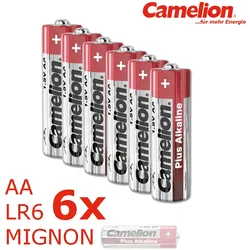 6 x Batterie Mignon AA LR6 1,5V PLUS Alkaline - Leistung auf Dauer - CAMELION