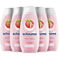 Schauma Schwarzkopf Reparatur-Shampoo Nutri Glanz (5x 400 ml), Haarshampoo repariert und regeneriert geschädigtes Haar intensiv, Hair Repair Shampoo mit Erdbeer-Extrakt und Mandelmilch