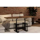 Endo-Moebel Couchtisch Victoria - ausziehbar 110-170cm und höhenverstellbar Doppellift Metall, Couch- & Esstisch, Funktionstisch, modern Design, umwandelbar braun