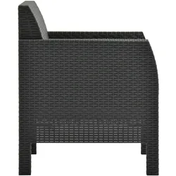 vidaXL Gartenstuhl mit Kissen PP Rattan Anthrazit