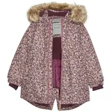 Minymo Mädchen-Winterjacke rotbraun mit floralem Muster 140