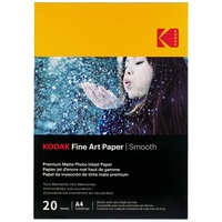 Kodak - 20 Feuilles de Papier Photo 230g/m2, Mat, Format A4 (21x29,7cm), Impression Jet d'encre Effet Lisse - 9891092-