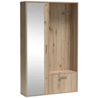Marmex Möbel Kompaktgarderobe BIS EICHE ARTISAN mit Spiegel und ausziehbarer Kleiderstange
