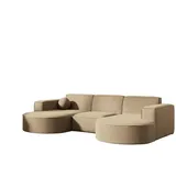 Fun Möbel Garten Ecksofa U-Form SUNDAY in wetterfester Stoff ART-N Beige, - Beige