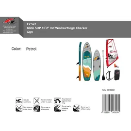 F2 SUP Board Set Glide 310 x 81 x 15 cm petrol