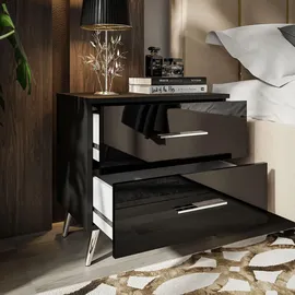 lookway Nachtschrank AURA 55 x 55 x 55 cm Schwarz/Silber