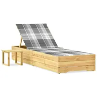 VidaXL Garten-Sonnenliege mit Tisch und Auflage Kiefer Imprägniert