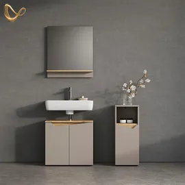 livinity Livinity® Midischrank Greige, Greige, Holzwerkstoff, 3 Fächer, Rechteckig, 30x74.5x35 cm mit Tür und offenem Fach