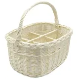 PM24 Weidenkorb Flaschenkorb Tragekorb für 6 Flaschen 40 x 30 x 30 cm weiß