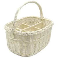 PM24 Weidenkorb Flaschenkorb Tragekorb für 6 Flaschen 40 x 30 x 30 cm weiß