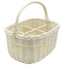 PM24 Weidenkorb Flaschenkorb Tragekorb für 6 Flaschen 40 x 30 x 30 cm weiß