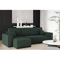 Fun Möbel Ecksofa Schlafsofa Sofa MARIS Stoff Poso Dunkelgrün