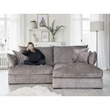 Home Affaire Ecksofa HOME AFFAIRE "Casa XL L-Form, B: 190 cm", taupe, B:190cm T:187cm, 100% Polyester, Sofas, Ecksofa, 4 Zierkissen, Mega-Sofa, in Cord oder Chenille-Struktur, Federkern