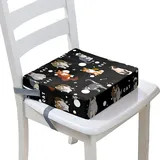 Surwin Rutschfeste Sitzerhöhung Stuhl Kind Sitzkissen Stuhl mit Sicherheits Schnalle, Sitzkissen Kinder Tragbare Sitzerhöhung Waschbar Zerlegbar Baby Sitzhilfe, Katze (Graffiti,32x32x8cm)