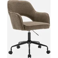 Sweeek - Bürostuhl mit Rollen und Bouclé-Bezug Taupe -