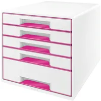 Leitz Schubladenbox Wow Cube 5 Schubladen PS perlweiß/pink Packung