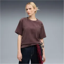 Puma Essentials Elevated Relaxed Velour Rib Tee raisin L