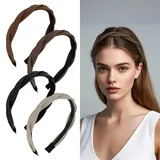 Norbiariz 4PCS Set Haarreifen Damen, Modische Breite Damen-Haarreifen, Einfarbiges Geflochtenes Haarreif