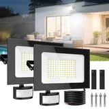 Sararoom LED Strahler mit Bewegungsmelder Außen, 100W 10000LM Led Fluter Flutlicht - 2er 6500K Scheinwerfer Fernbedienung, IP65 Wasserdicht Aussenstrahler Sicherheitsleuchte für Garten Garage Hof Wand