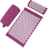 Acupressure Purple Akupressur Set Akupressurmatte, Akupunkturpunkt Massagekissen, Linderung von Nacken und Rückenschmerzen, Muskelentspannung und Stressabbau, Ischiasentlastung, Lila Weiß