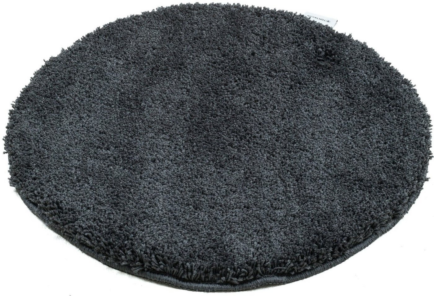 Badematte Cozy Bath UNI TOM TAILOR HOME, Höhe 27 mm, rutschhemmend beschichtet, fußbodenheizungsgeeignet, Polyester, rund, Badteppich, Uni Farben, rechteckig, rund & oval erhältlich grau rund - Ø 60 cm x 27 mm