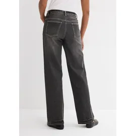 bonprix Weite Jeans BONPRIX, Damen, Gr. 38, N-Gr, grau (schwarz denim used (länge: regulär)), Denim/Jeans, Obermaterial: 99% Baumwolle, 1% Elasthan, loose fit, Jeans, loose fit Passform, hoher Bund, aus überwiegend Baumwolle