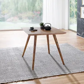 KADIMA DESIGN Retro Landhausstil Esstisch Massivholz - Braun, Handgefertigt, 80x80x76 cm,