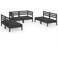 vidaXL 6-tlg Garten-Lounge-Set Schwarz Massivholz Kiefer