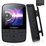 YOTON MP3-Player mit Bluetooth 5.2, 64 GB Speicher, FM-Radio, Sprachaufnahme, unabhängiger Lautstärkeregler, inkl. Kopfhörer, erweiterbar auf bis zu 128 GB SD-Karte