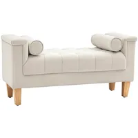 Homcom Sitzbank Polsterbank mit Chenille-Bezug, Armlehne Bettbank mit 2