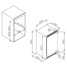 Amica UVKSD 351 961 Unterbaukühlschrank (103 l, 815 mm hoch) 