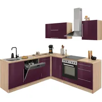 kochstation Winkelküche KS-Samos L-Form 220 cm lila