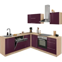 kochstation Winkelküche KS-Samos L-Form 220 cm lila