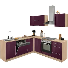 kochstation Winkelküche KS-Samos L-Form 220 cm lila