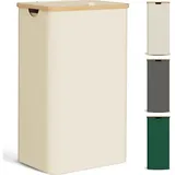 luxuskollektion Wäschekorb Deckel Wäschesack Wäschesortierer Bambus Holz 85L Beige