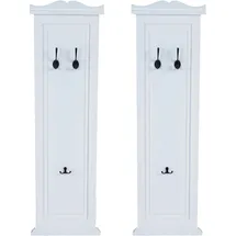 Mendler 2er-Set Garderobe Wandgarderobe Garderobenpaneel, Wandhaken 109x28x4cm weiß lackiert