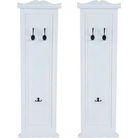 Mendler 2er-Set Garderobe Wandgarderobe Garderobenpaneel, Wandhaken 109x28x4cm weiß lackiert