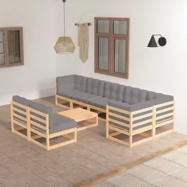 vidaXL 9-tlg. Garten-Lounge-Set mit Kissen grau