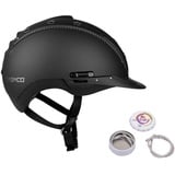 Casco Reithelm MISTRALL-2 schwarz L-XL (60-63cm) + MyStyle Wechselstreifen silber reflex