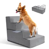 Zvonema Hundetreppe, Hundetreppe für Kleine Hunde, Hundetreppe 4 Stufen aus Memory-Schaum, abnehmbare Haustiertreppe, rutschfeste Katzentreppe, geeignet für ältere verletzte Hunde (58x38x48CM)