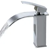 Moderne, Verchromte Wasserfallarmatur, Elegante Mischbatterie Für Waschbecken, Warm- Und Kaltwasser, G 3/8