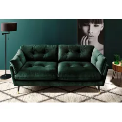 2,5-Sitzer TRENDS BY HG "Japan", grün, B:206cm H:84cm T:89cm, Sofas, mit Fuß in Holz-Metallkombination, frei im Raum stellbar