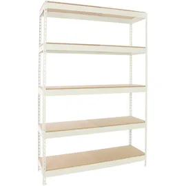 Proregal Schwerlastregal GIANT WOOD YETI FIVE HxBxT 250x120x45cm | Fachlast 400kg | Weiß