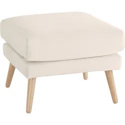 Hocker ANDAS "Bille", beige, B:58cm H:45cm T:58cm, Struktur (100% Polyester), Struktur fein (100% Polyester), Samtoptik (100% Polyester), Luxus-Microfaser weich (100% Polyester), Hocker, Sitzhocker, mit Eiche-Beinen, Design by Morten Georgsen