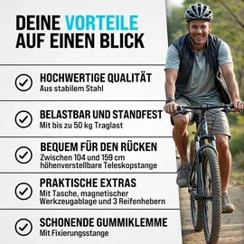 monzana Fahrradmontageständer mit Drehmomentschlüssel 1/4 Zoll Set 1–25 Nm schwarz
