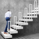 Treppengeländer Innen Weiß, Handlauf Treppe, U Förmiger Handlauf Geländer Treppe, RaußEn Metal Geländer, Nordic Modern Handlauf für Villen Balkone Flure Wohnungen (Weiß-seitliche Montage, 35cm)