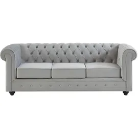 vente-unique Couchgarnitur 3+2+1 - Samt - Hellgrau - CHESTERFIELD